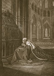 Louis VII, roi de France, devant la tombe de Beckett, gravé par W. Sharp, illustration de 