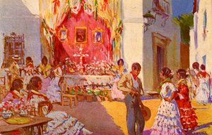Autel de rue pour le festival de la Cruz de Mayo. Séville, Espagne