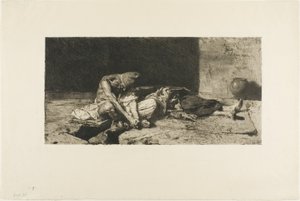 Un Arabe veille sur le corps de son ami - Mariano Fortuny y Marsal