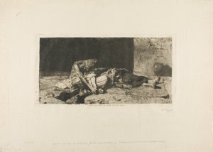 Un Arabe veille sur le corps de son ami - Mariano Fortuny y Marsal