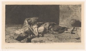 Homme arabe veillant sur le corps de son ami