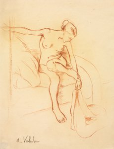 Femme nue assise sur un lit