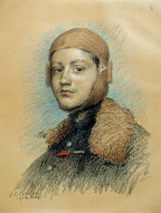 Portrait de Georges Guynemer (1894-1917), pilote de guerre français. Dessin de février 1916. Dessin de Marie Louise Catherine Breslau (1856-1928) - Marie Louise Catherine Breslau