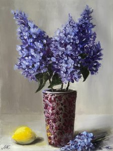 Nature morte aux lilas et au citron