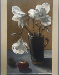 Nature morte rustique au magnolia