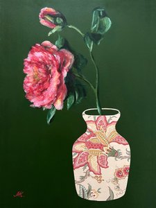 Vase à fleurs rose vif