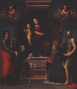 Madone et Enfant avec Saint Julien, Saint Dominique, Saint Nicolas de Bari et Saint Jérôme - Mariotto Albertinelli