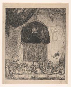 Hommes orientaux mangeant - Marius Bauer (signed by artist)