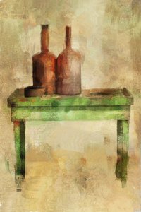 Table avec bouteilles (technique mixte) - Mark Gordon