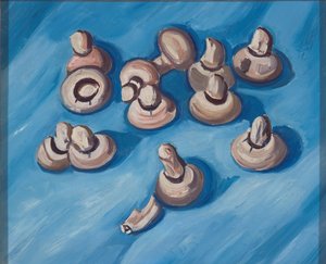 Champignons sur un fond bleu