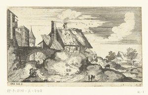Paysage avec porte de ville - Marten de Cock