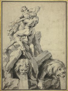Hercule et Antée Conception pour une fontaine