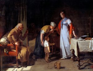 Une jeune femme aidant une famille malheureuse