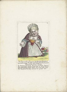 La naine Mademoiselle Poupon, comme une belle parisienne, vers 1710 - Martin Engelbrecht (attributed to)
