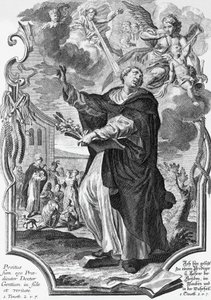 Vincent Ferrier (1350-1419), dominicain espagnol, gravure de Martin Engelbrecht (1684-1756)