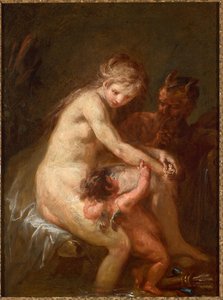 Nymphe et faune avec Cupidon