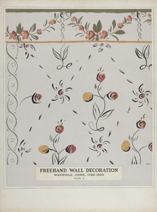Détail peint à la main sur un mur, vers 1938