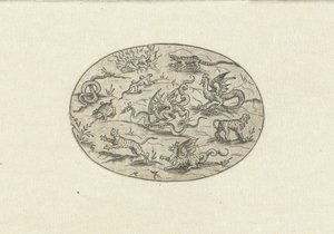 Ovale avec reptiles, félins et créatures fantastiques
Nev Thier Bvechlein (titre de la série) - Martin Pleginck