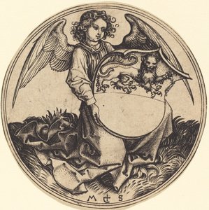 Bouclier avec lion, tenu par un ange - Martin Schongauer