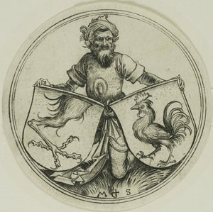 Bouclier avec un pied de griffon et Bouclier avec une bite tenue par un Maure - Martin Schongauer