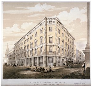 Entrepôts de Messieurs J&R Morley, coin de Wood Street et Gresham Street, Londres, vers 1840 - Martin and Hood