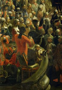 Mozart enfant dans la loge du musicien pendant le dîner de cérémonie (huile sur toile)