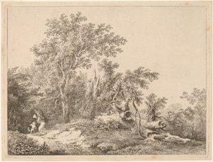 Paysage avec arbre brisé