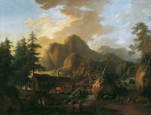 Paysage avec forge