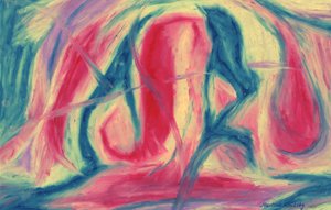 Composition bleu rouge abstrait