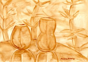 Nature morte avec calebasses et bambou
