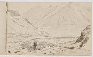Paysage de montagne avec randonneur - Martinus Rørbye
