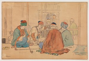 Intérieur de café avec hommes fumant la pipe - Martinus Rørbye