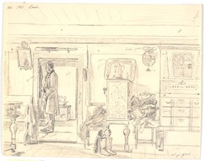 Maison paysanne avec homme debout, Læsø - Martinus Rørbye