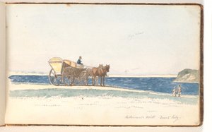 Une calèche sur une dune près de l