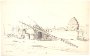 Cabane de pêcheur à Skagen Østerby, avec le phare blanc en arrière-plan