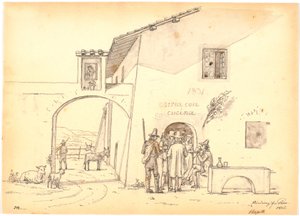 Italiens devant une fromagerie