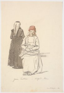 Vieille femme assise et une debout