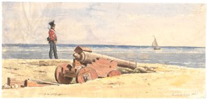 Sentinelle et canon sur le rivage à Frederikshavn - Martinus Rørbye