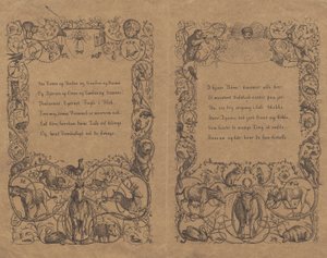 Deux couvertures avec ornement de chaîne enroulée avec des animaux pour "Cinquante fables pour enfants" avec texte