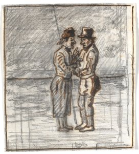 Deux habitants de Skagen en conversation au bord de la mer