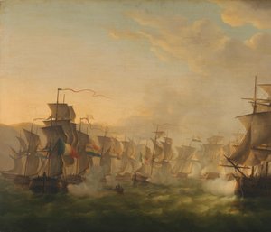 Affrontement des flottes néerlandaise et britannique lors du passage de la flottille néerlandaise à Boulogne (1804)