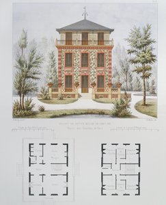 Projet pour une petite maison de campagne près de Paris, gravé par Walter, planche 18 de Architecture Pittoresque et Moderne - Marty