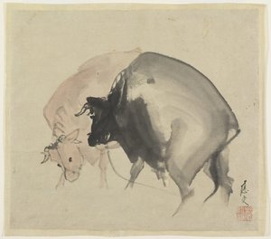 Deux taureaux - Maruyama Oju