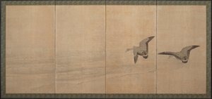 Oies sur une plage, période Edo, XVIIIe siècle - Maruyama Okyo