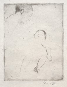 Bill allongé sur les genoux de sa mère, vers 1889 - Mary Cassatt