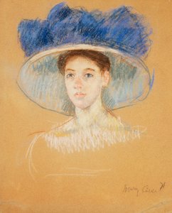 Tête de femme avec un grand chapeau, vers 1909 - Mary Cassatt