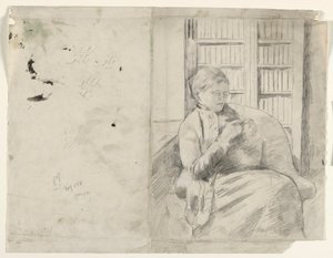 Tricot dans la bibliothèque recto, vers 1881 - Mary Cassatt