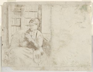 Tricot dans la bibliothèque verso, vers 1881 - Mary Cassatt