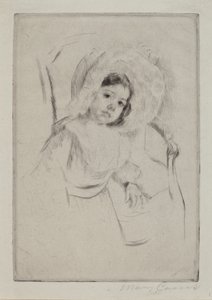 Margot avec un chapeau mou appuyée contre une chaise, vers 1902 - Mary Cassatt