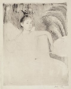 Mimi tenant un éventail japonais, vers 1889 - Mary Cassatt